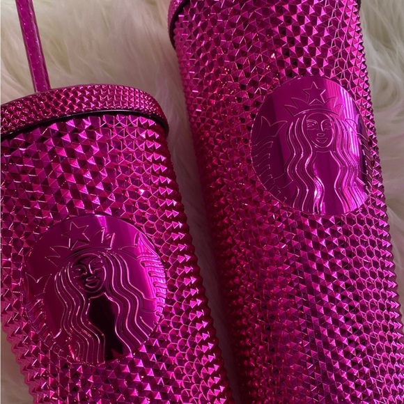 NEW ~ 2 ~ STARBUCKS MAGENTA CHROME TUMBLERS GRANDE & VENTI - Picture 3 of 7
